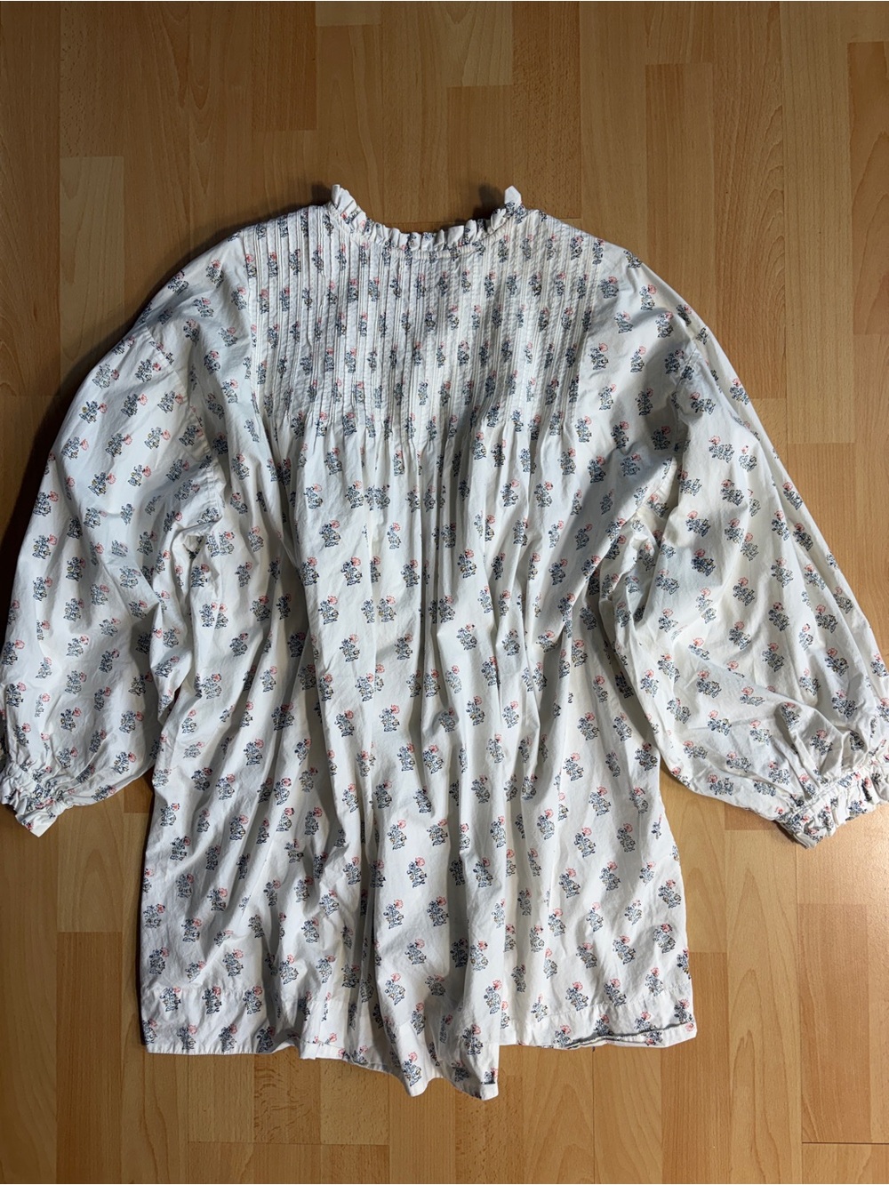 Doen Sylvia Dress Floral Poppy Blockprint Pintuck Placket Tunic T Shirt Dress - Picture 12 of 16
